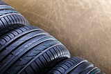 New rubber car tires closep