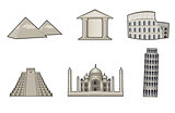 Monuments and landmarks illustration