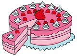 Sliced pink cake