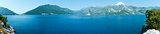 Bay of Kotor summer panorama with two islets, Montenegro