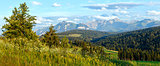 Summer mountain evening country panorama