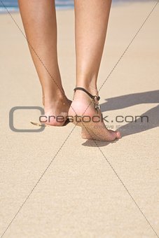 detail of step on sandy beach