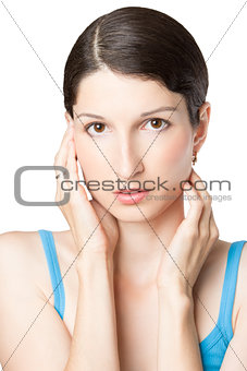 Young beautiful woman with pure healthy skin