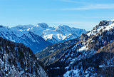 Winter view on Marmolada mountain , Italy.