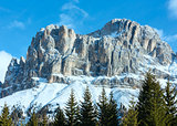 Beautiful winter rocky mountain landscape (Great Dolomites Road)