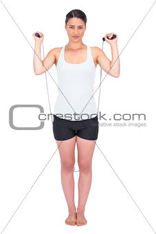 Peaceful slender model jumping rope