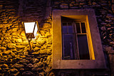 Window Illuminated By Street Lamp in Megeve, French Alps