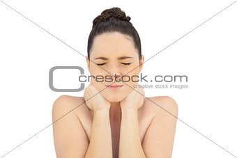 Natural model suffering from painful neck