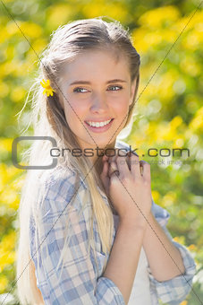 Beautiful woman with flower in hair
