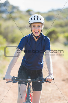 Happy woman with bike