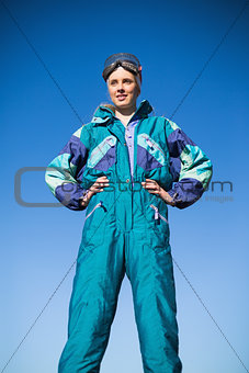 Woman wearing ski suit