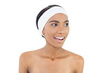 Happy natural model wearing headband