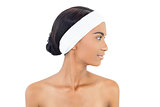 Relaxed gorgeous model wearing headband