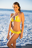 Attractive woman in bikini posing in the sea
