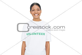 Smiling model wearing volunteer tshirt posing