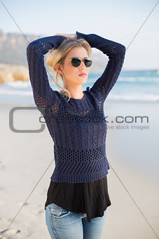Relaxed gorgeous casual blonde posing