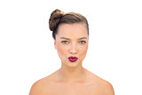Glamorous woman with red lips kissing