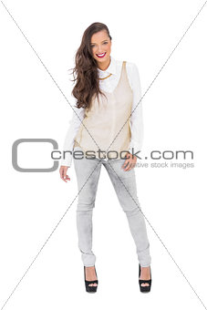 Smiling trendy woman posing