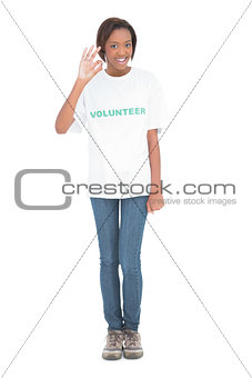 Smiling beautiful model wearing volunteer tshirt