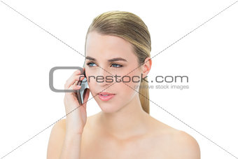 Peaceful attractive blonde on the phone