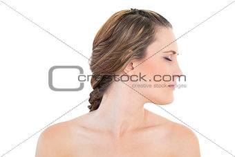 Peaceful light haired model posing