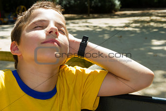 cute boy sunbathing
