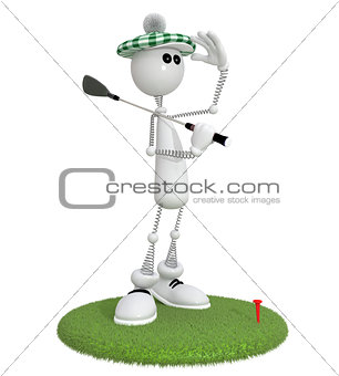 3d little man golfist.