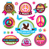 set of peace symbols and labels