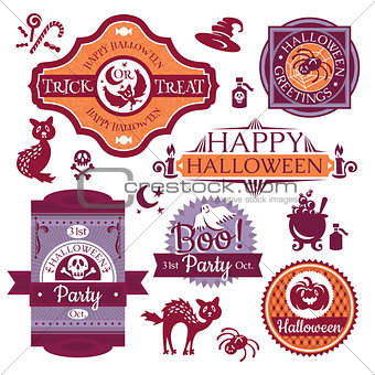 Collection of Halloween labels and signs