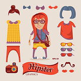 Hipster pretty girl with hipster accessories
