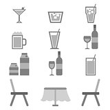 Drinks icons in restaurant on white background