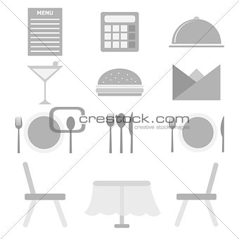 Restaurant icons on white background