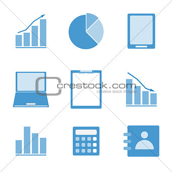 Business color icon set on white background