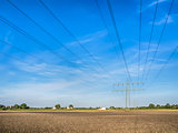 Power cable over a field