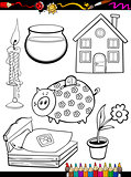 cartoon home objects coloring page