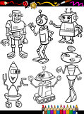 Robots Cartoon Set for coloring book
