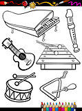 cartoon music instruments coloring page