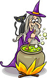 witch casting a spell cartoon illustration