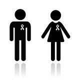 Man and woman with awareness ribbons icons