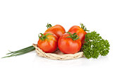 Ripe tomatoes, parsley and green onion