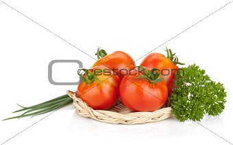 Ripe tomatoes, parsley and green onion