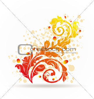 Autumnal ornamental colorful design elements
