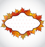 Autumnal card with colorful maple leaves