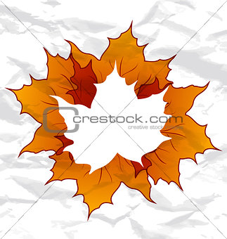 Autumnal maple leaves, crumpled paper texture, copy space for yo