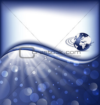 Abstract blue card with Earth planet 