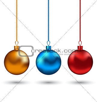 Christmas colorful balls isolated on white background
