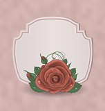 Retro cute card with red rose