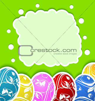 Easter card with set colorful ornate eggs