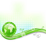 Background with global planet and eco green leaves