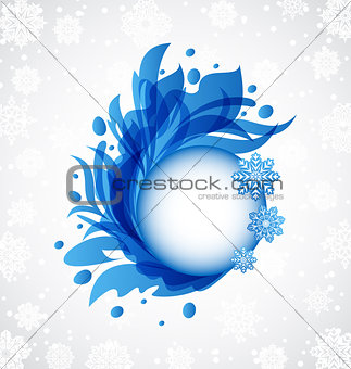 Winter floral blue transparent frame